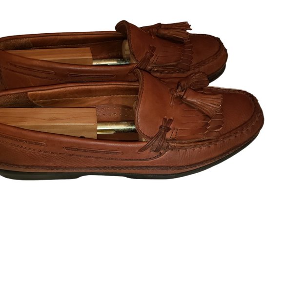 Johnston & Murphy Passport Brown Leather Tassel Loafers Size 10W - Picture 4 of 8